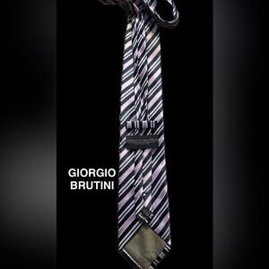 Giorgio Brutini Black and Purple Striped Tie